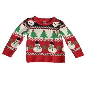 Holiday Time Unisex 2T Red Green Ugly Christmas Pullover Sweater Snowman Holiday